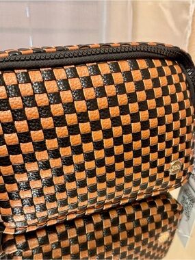 New Gold Blush Bestie Woven Checkerboard Crossbody Bag